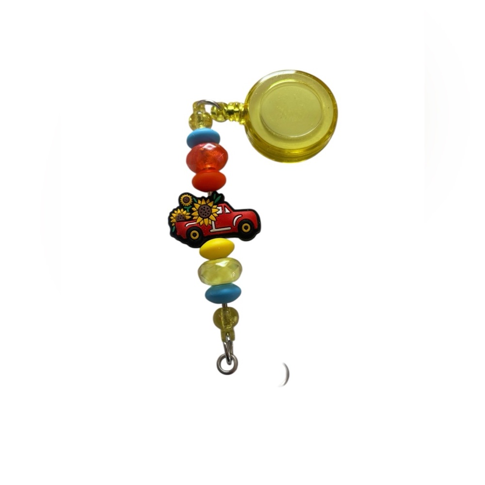 Sunflower Truck Keychain ID/Badge Holder By AB INKS HANDMADE EXPRESSIONS